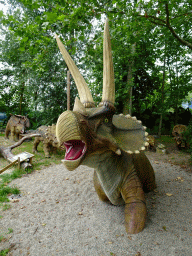 Triceratops statues at the Cretaceous area at Dinoland Zwolle