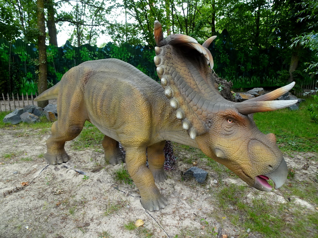 Kosmoceratops statue at the Cretaceous area at Dinoland Zwolle
