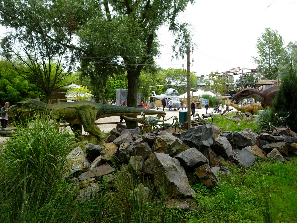 Dinosaur statues at the Cretaceous area at Dinoland Zwolle
