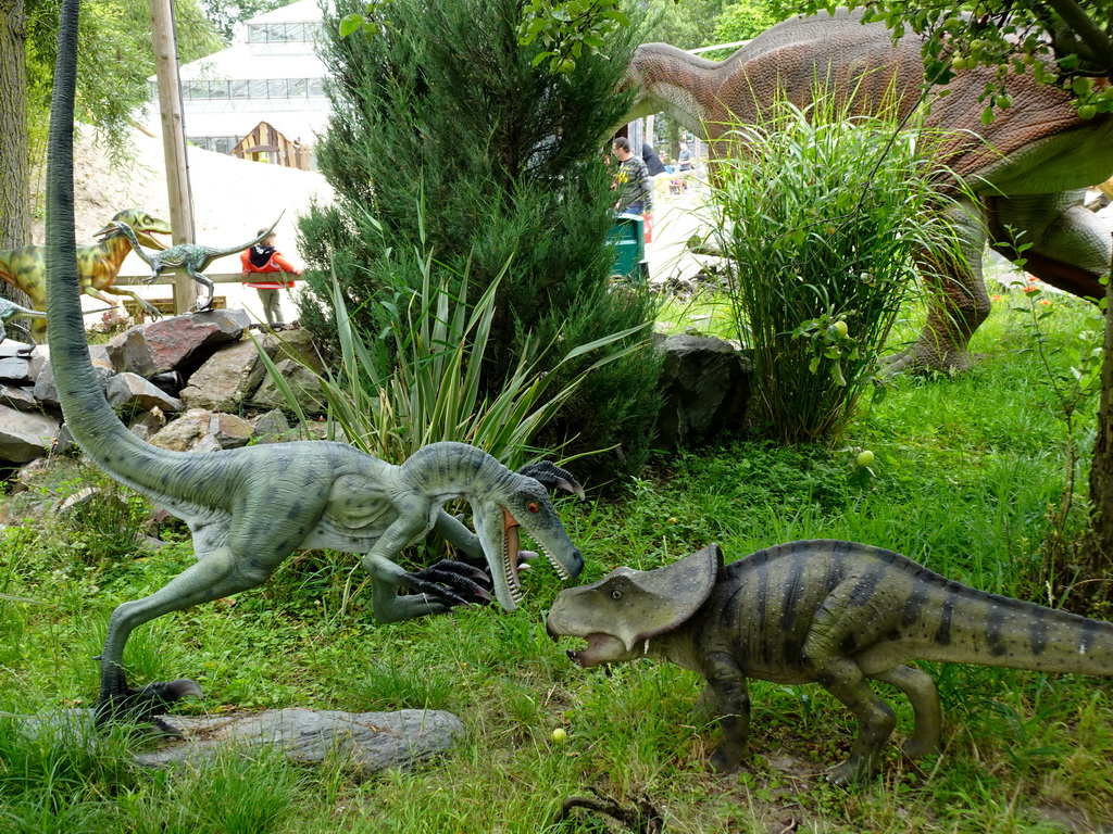 Dinosaur statues at the Cretaceous area at Dinoland Zwolle