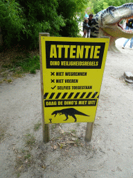 Sign with safety rules at Dinoland Zwolle
