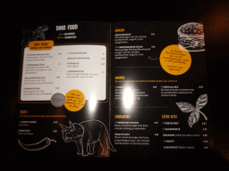 Menu at the T-Rextaurant at Dinoland Zwolle