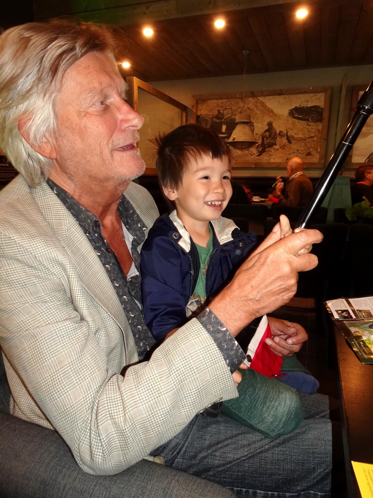 Max and his grandfather at the T-Rextaurant at Dinoland Zwolle