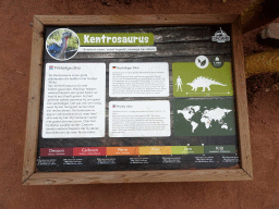 Explanation on the Kentrosaurus at the Triassic area at Dinoland Zwolle