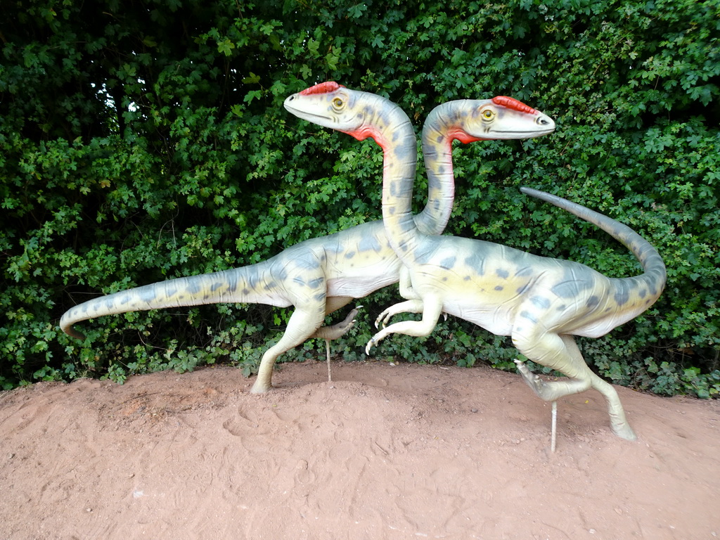 Dinosaur statues at the Jurassic area at Dinoland Zwolle