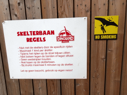 Sign with rules for the go-kart track at Dinoland Zwolle