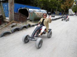 Miaomiao at the go-kart track at Dinoland Zwolle